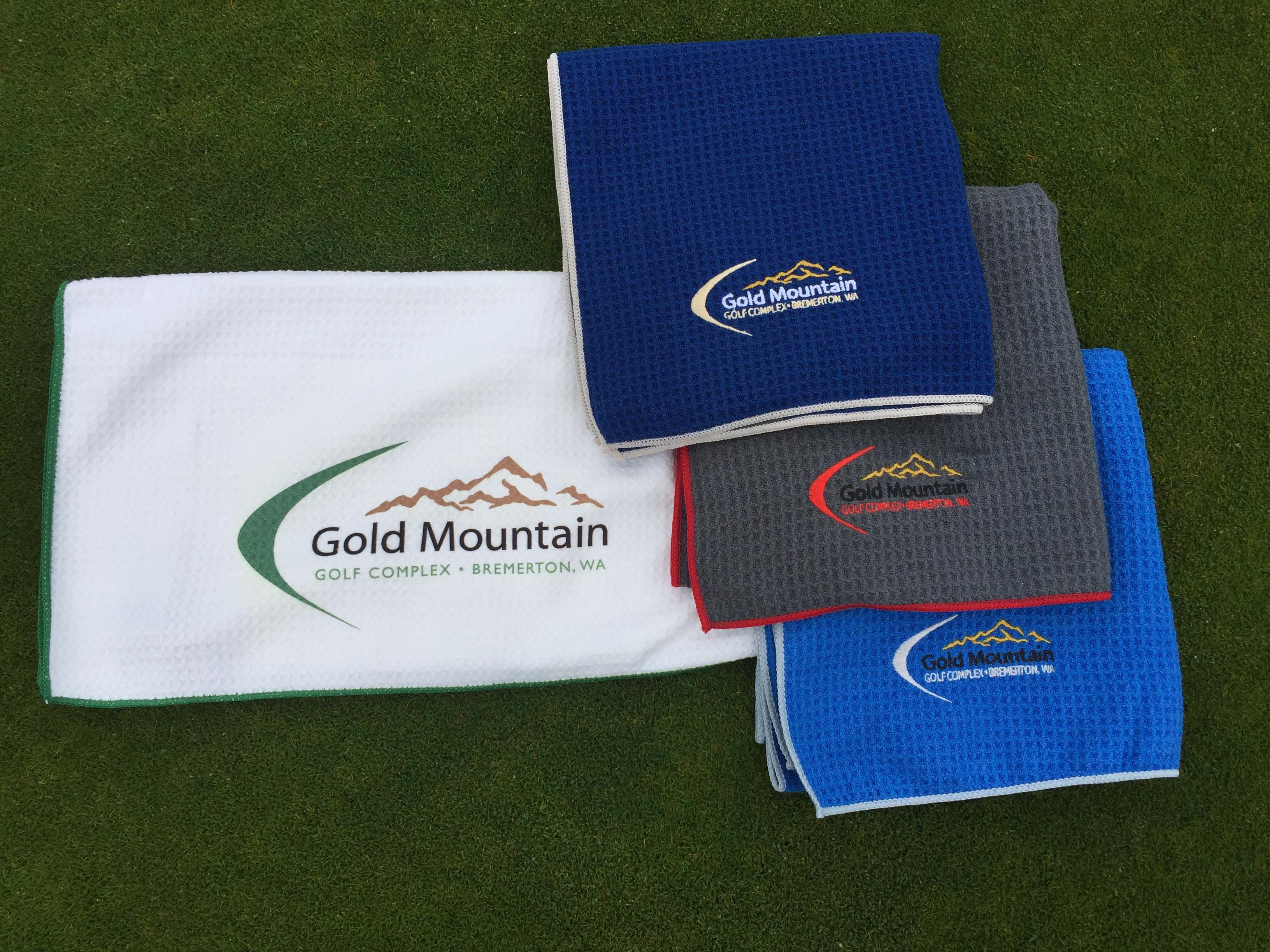 Logo Microfiber Golf Towel Gold Mountain Golf Club